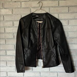 Zara Black Faux Leather Jacket